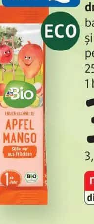 dmBio baton cu mere și mango pentru bebeluși 12+ 25 g