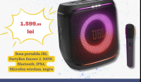 JBL Boxa portabila JBL PartyBox Encore 2, 100W, Bluetooth, IPX4, Microfon wireless, negru