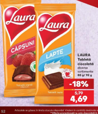 LAURA Tabletă ciocolată diverse sortimente 80 g/ 92 g