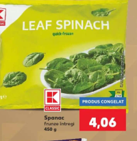 K-Classic Spanac frunze întregi 450 g