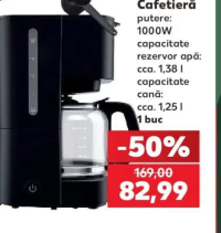 Switch On Cafetieră putere: 1000W capacitate rezervor apă: cca. 1,38 l capacitate cană: cca. 1,25 l