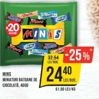 Minis Miniaturi Batoane de Ciocolată 400g