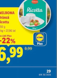 Milbona Brânză ricotta 250 g