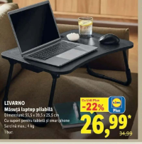 LIVARNO Măsuță laptop pliabilă 55,5 x 39,5 x 25,5 cm