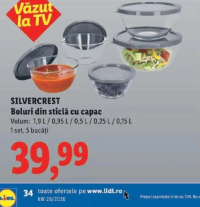 SILVERCREST Boluri din sticlă cu capac 1 set, 5 bucăți