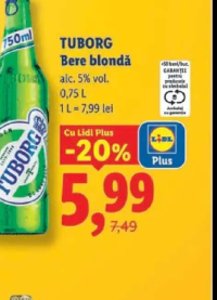 TUBORG Bere blondă 0,75L