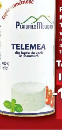 Plaiurile Moldovei Telemea vacă în saramură 40% grăsime 1 kg