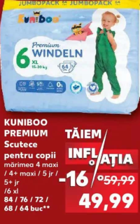 Kuniboo Premium Scutece pentru copii 84/76/72/68/64 buc