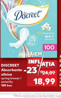 Discreet Absorbante zilnice spring breeze / waterlily 100 buc