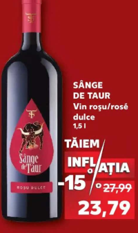 SÂNGE DE TAUR Vin roșu/rosé dulce 1,5 l