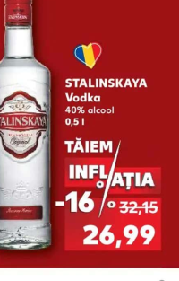 STALINSKAYA Vodka 40% alcool 0,5 l