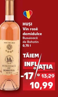 HUȘI Vin rosé demidulce Busuioacă de Bohotin 0,75 l