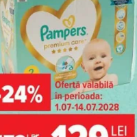 Pampers Premium Care Scutece bebeluși Mega box marimi: 2 (136 buc.)/3 (120 buc.)/ 4 (104 buc.)/5 (88