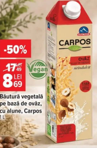 Olympus Carpos Băutură vegetală pe bază de ovăz, cu alune 1L