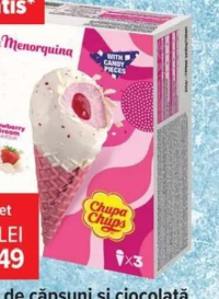 La Menorquina Înghețată de căpșuni și ciocolată albă Chupa Chups 3 x 130 ml
