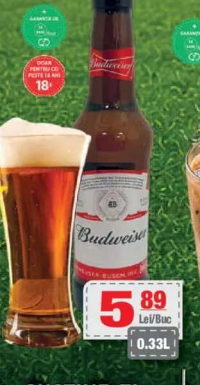 BUDWEISER bere blondă 5% alc. 0.33l