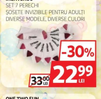 INEXTENSO SET 7 PERECHI ȘOSETE INVIZIBILE PENTRU ADULȚI DIVERSE MODELE, DIVERSE CULORI