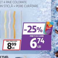 Actuel Set 4 paie colorate din sticlă + perie curățare