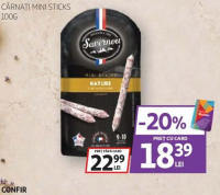 SAVERNOU Cârnați mini sticks Nature 100g