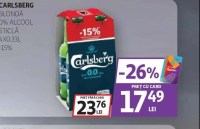 CARLSBERG BLONDĂ 0% ALCOOL STICLĂ 4X0.33L