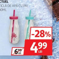 Actuel Sticlă de apă cu pai 300ml
