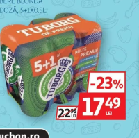 Tuborg Bere Blondă Doză 5+1x0.5l