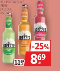 BREEZER LIME / PORTOCALĂ / PEPENE 4% ALCOOL 0.275L