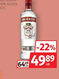 SMIRNOFF RED VODCA 40% ALCOOL 0.7L