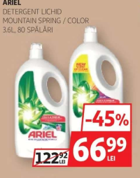 Ariel Detergent Lichid Mountain Spring / Color 3.6L, 80 Spălări