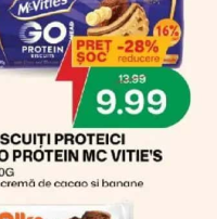 Biscuiți proteici Go Protein Mc Vitie's cu cremă de cacao și banane 280g