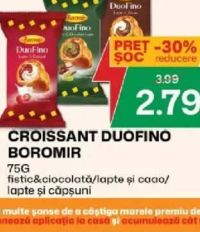 Croissant Boromir Duofino fistic&ciocolată/lapte și cacao/lapte și căpșuni 75g