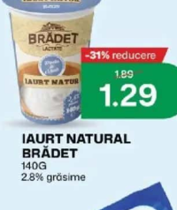 Brădet Iaurt Natural 140g 2.8% grăsime