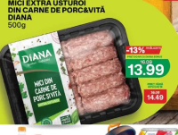 Diana Mici Extra Usturoi Din Carne de Porc & Vită 500g