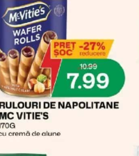 Rulouri de napolitane Mc Vitie's cu cremă de alune 170g
