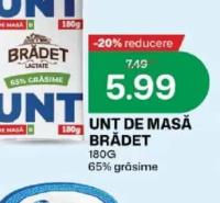 Brădet Unt de masă 180g 65% grăsime