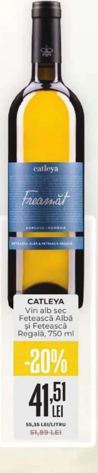 Catleya Vin alb sec Fetească Albă şi Fetească Regală, 750 ml