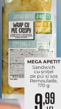 MEGA APETIT Sandwich cu șnițel de pui și sos Remoulade 170g