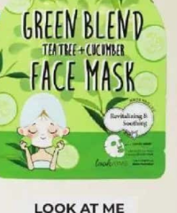 LOOK AT ME Mască tip șervețel revitalizantă și calmantă, cu ceai verde și castravete, 25 ml