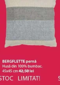 BERGFLETTE pernă husă din 100% bumbac 45x45 cm