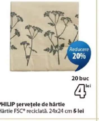 PHILIP șervețele de hârtie 24x24 cm 20 buc