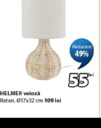 HELMER veioză ratan Ø17x32 cm