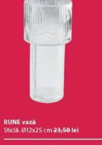 RUNE vază sticlă ø12x25 cm
