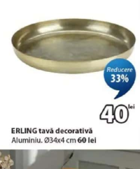ERLING tavă decorativă aluminiu Ø34x4 cm
