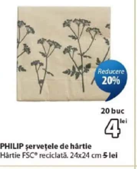 PHILIP șervețele de hârtie 24x24 cm 20 buc