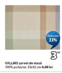 VALLMO șervet de masă 100% poliester 33x42 cm