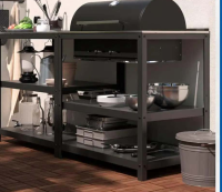 GRILLSKÄR Bucătărie+grătar cărbuni/exterior, inox, 172x61 cm