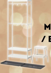 MACKAPÄR / BAGGMUCK Set mobilier hol, 4 piese, alb/gri