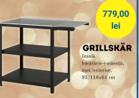 GRILLSKÄR Insulă bucătărie+măsuță, inox/exterior, 93/116x61 cm