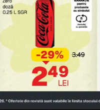 COCA-COLA Zero doză 0.25 L SGR