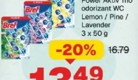 BREF Power Aktiv Trio odorizant WC Lemon / Pine / Lavender 3 x 50 g